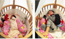 姚晨晒两个孩子照片 可爱萌娃睡在妹妹婴儿床上